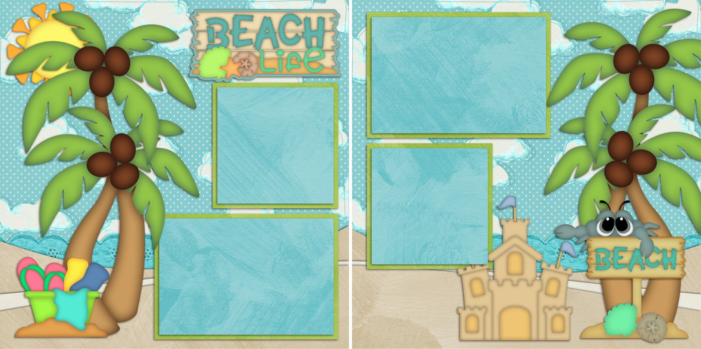 Beach Life - Set of 5 Double Page Layouts - 1235