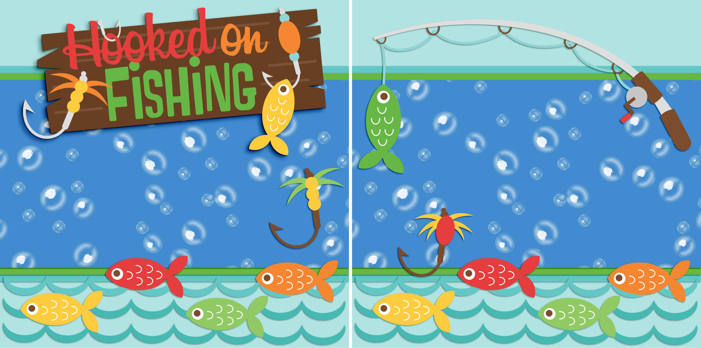 Fishing Trip NPM - Set of 5 Double Page Scrapbook Layouts - 1202