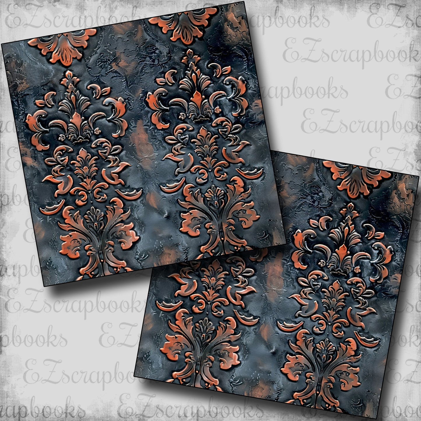 Romantic Leather Blue & Orange - Scrapbook Papers - 24-794