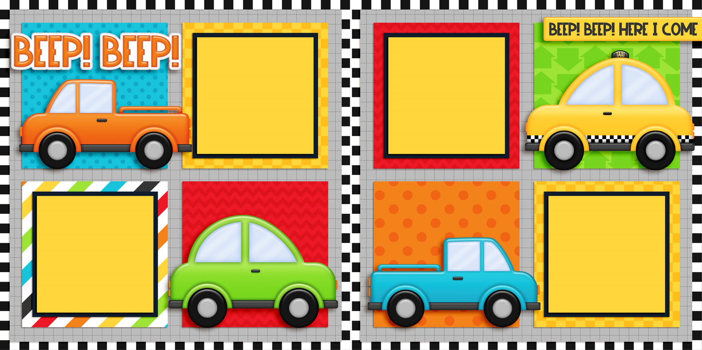 Cars Cars Cars - Set of 5 Double Page Layouts - 1510