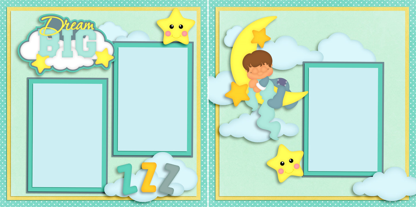 Dream Big Baby Boy - Set of 5 Double Page Layouts - 1459