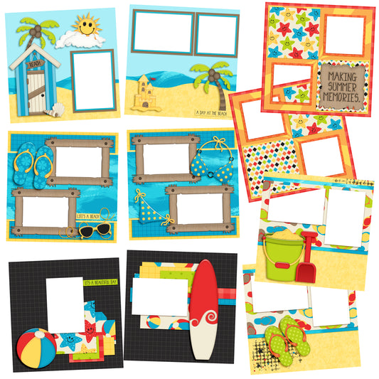 A Day at the Beach EZ Quick Pages -  Digital Bundle - 10 Digital Scrapbook Pages - INSTANT DOWNLOAD