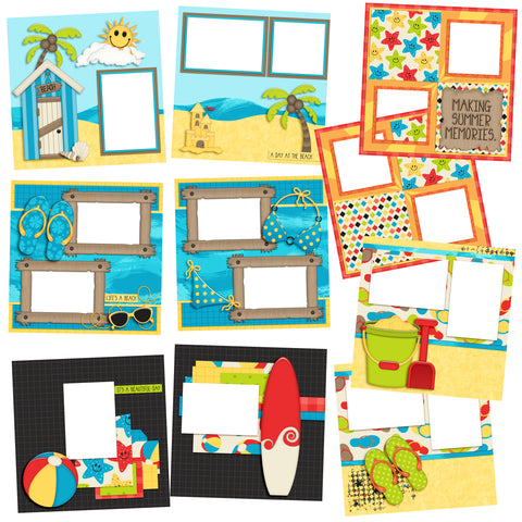 A Day at the Beach EZ Quick Pages - Digital Bundle - 10 Digital Scrapbook  Pages - INSTANT DOWNLOAD