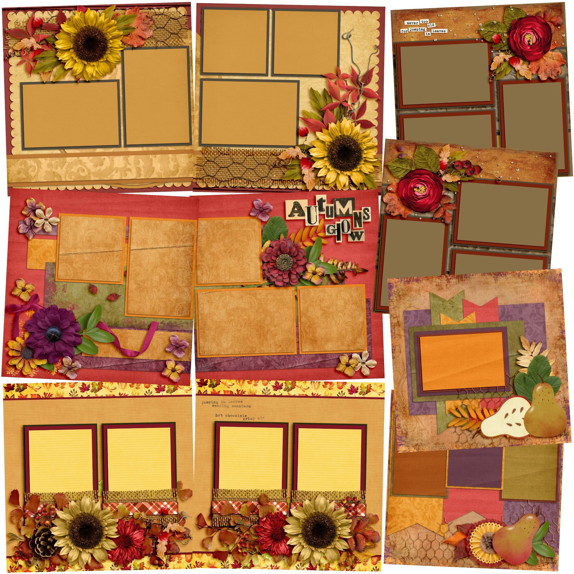 Autumns Glow - Set of 5 Double Page Layouts - 1292 – EZscrapbooks