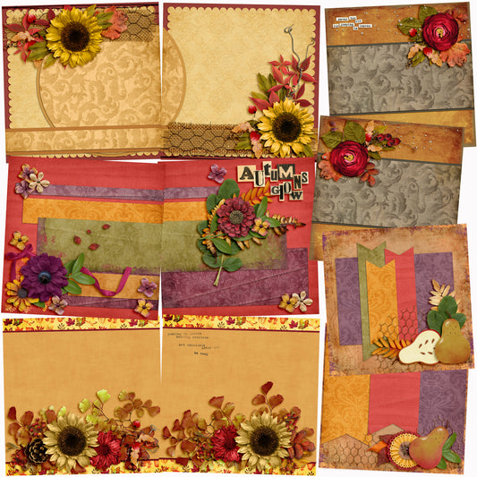 Autumns Glow NPM - Set of 5 Double Page Layouts - 1293