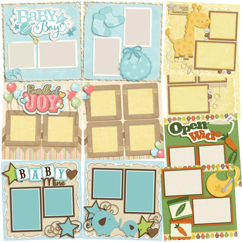 Baby Mine Boy - Set of 5 Double Page Layouts - 1353