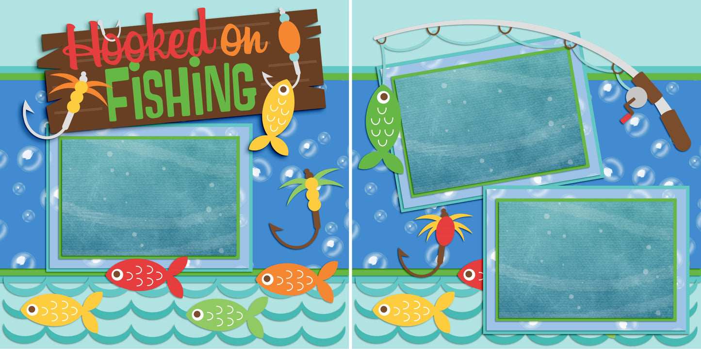 Fishing Trip - Set of 5 Double Page Scrapbook Layouts - 1188