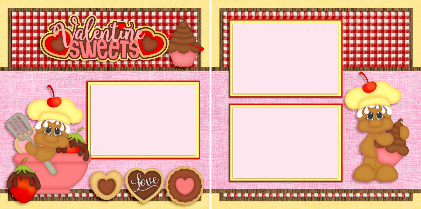 Valentine Candy - Set of 5 Double Page Scrapbook Layouts - 1233