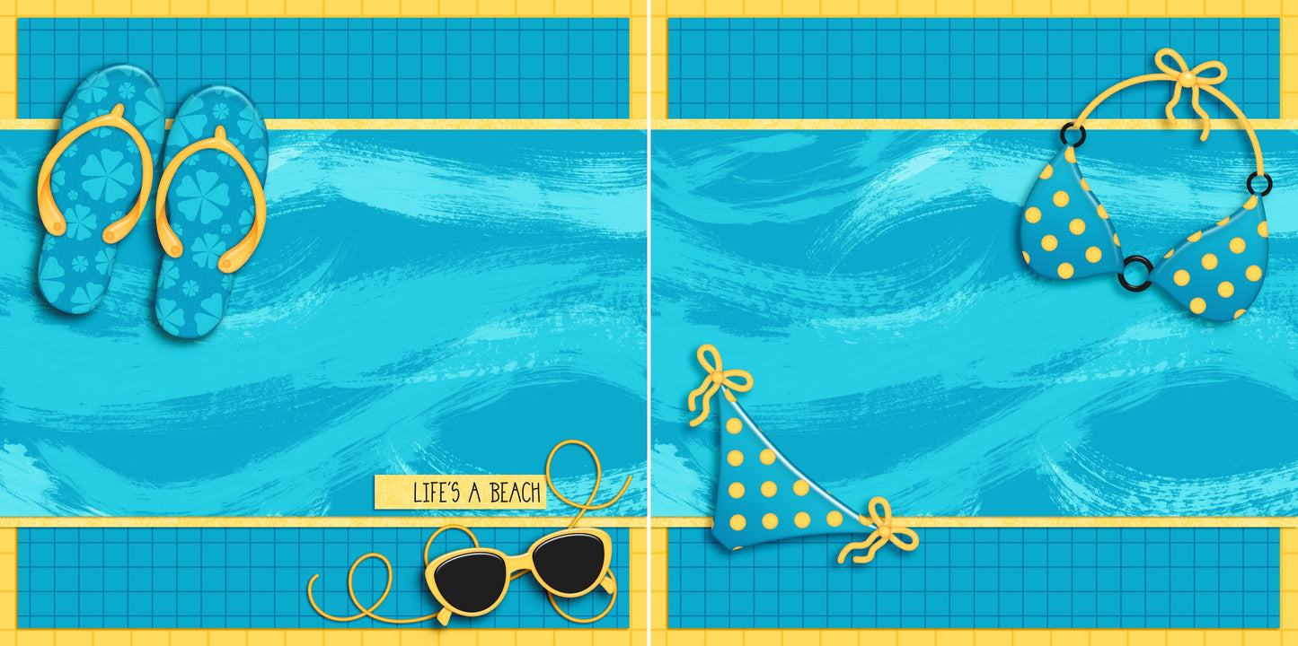 Day at the Beach NPM - Set of 5 Double Page Layouts - 1513