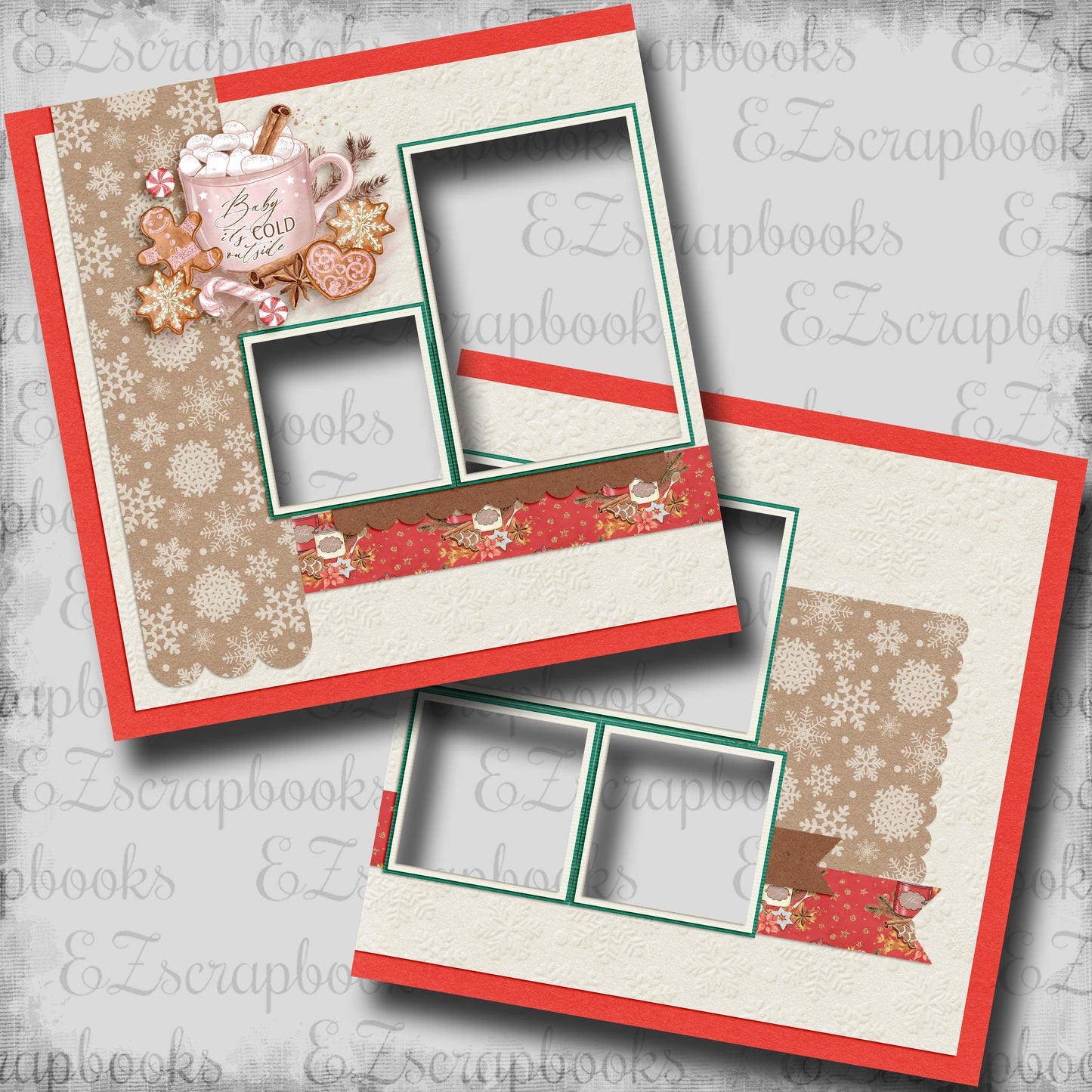 Cocoa & Cookies - EZ Digital Scrapbook Pages - INSTANT DOWNLOAD