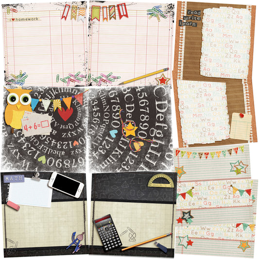 Back to School NPM - Set of 5 Double Page Layouts - 1390