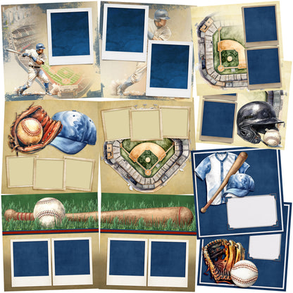 Baseball Game - Set of 5 Double Page Layouts - 1760