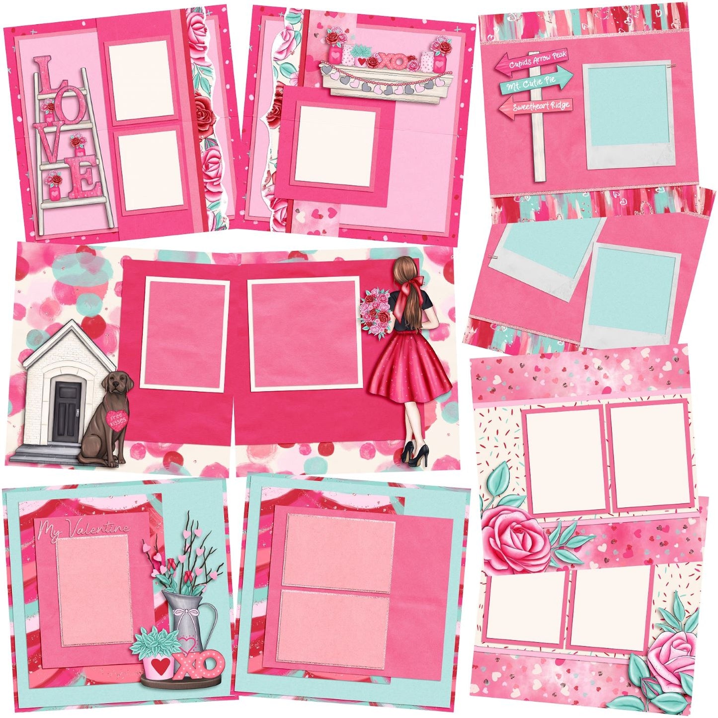 Be Mine - Set of 5 Double Page Layouts - 1546