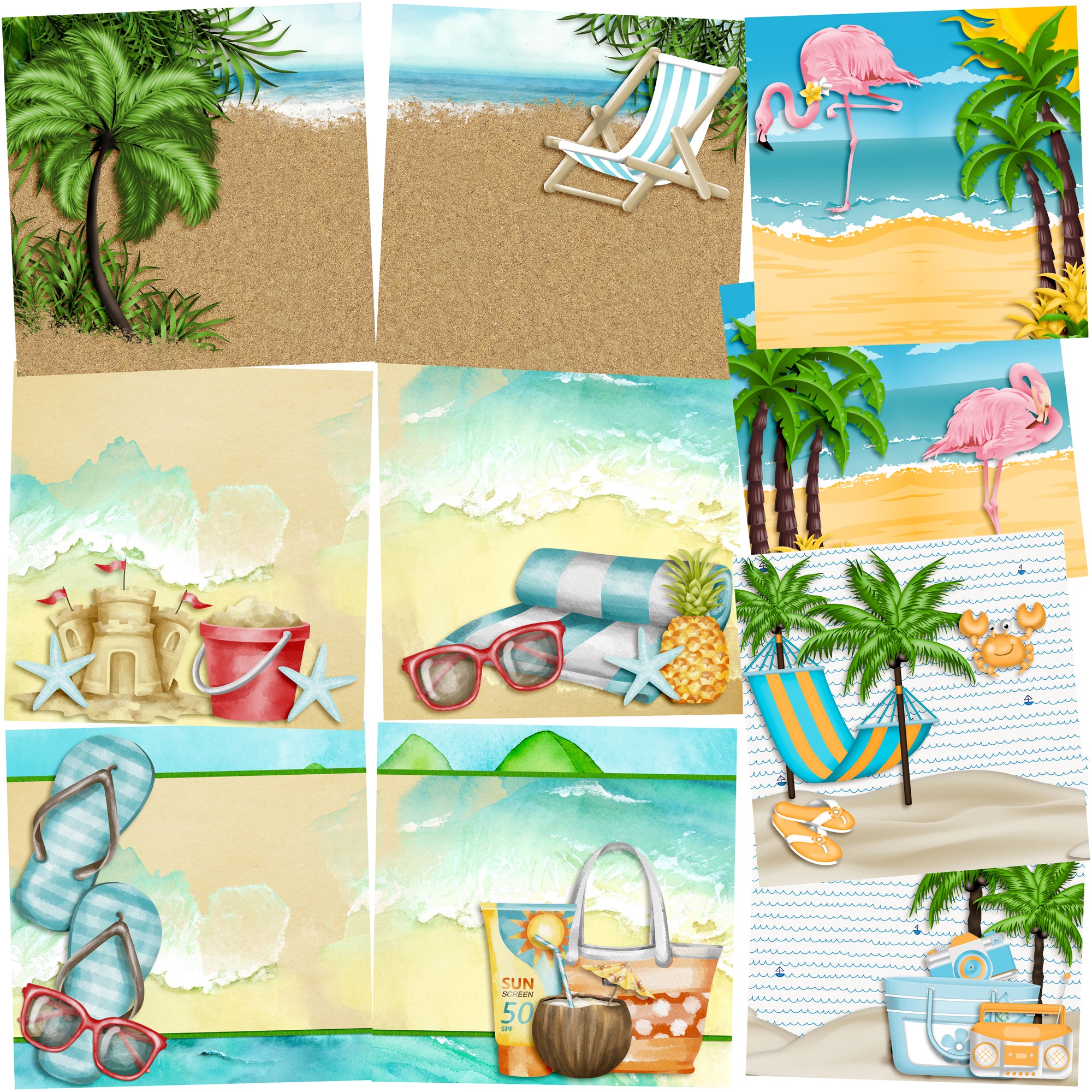 Beach Paradise NPM - Set of 5 Double Page Layouts - 1370 – EZscrapbooks
