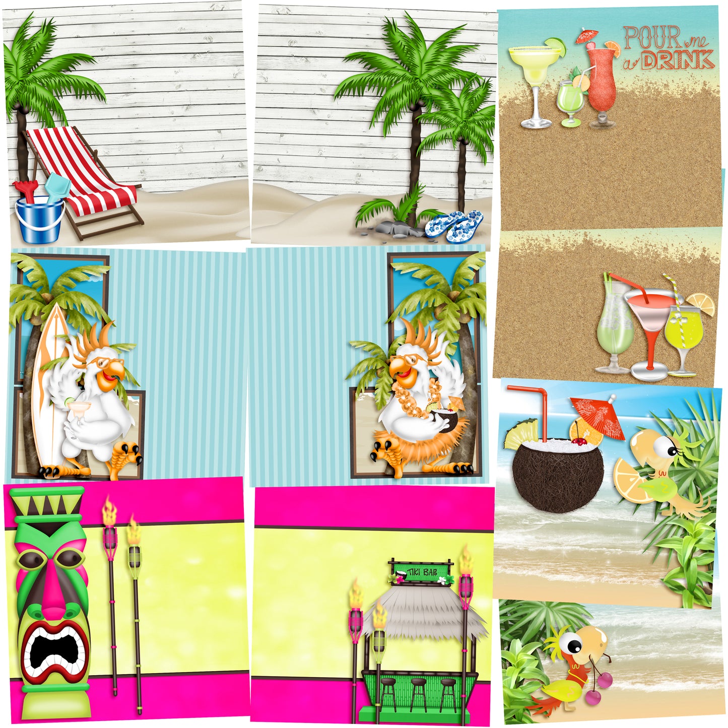 Beach Party NPM - Set of 5 Double Page Layouts - 1368