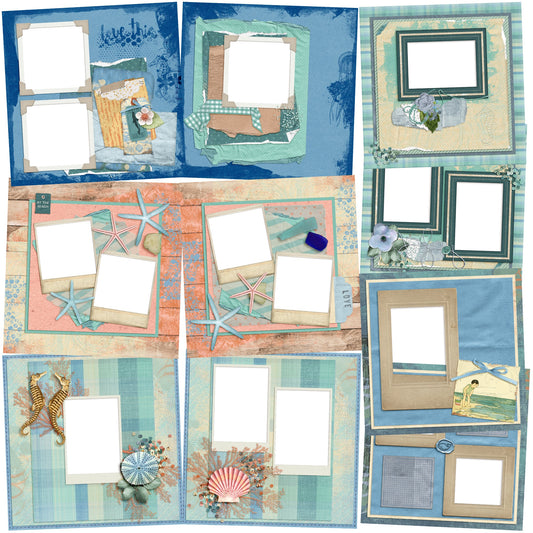 Beachy EZ Quick Pages -  Digital Bundle - 10 Digital Scrapbook Pages - INSTANT DOWNLOAD