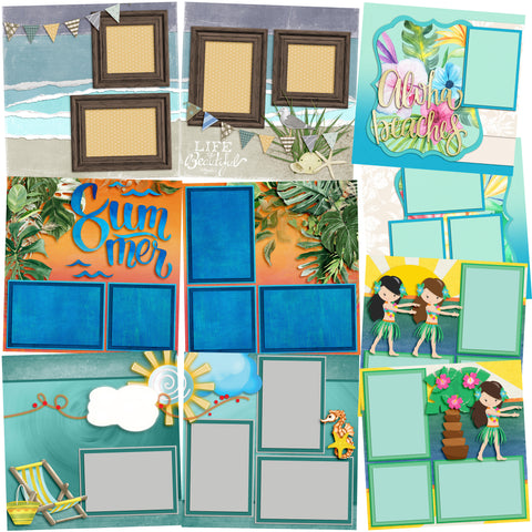 Beachy Keen - Set of 5 Double Page Layouts - 1373