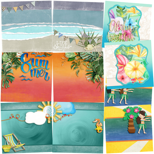 Beachy Keen NPM - Set of 5 Double Page Layouts - 1374