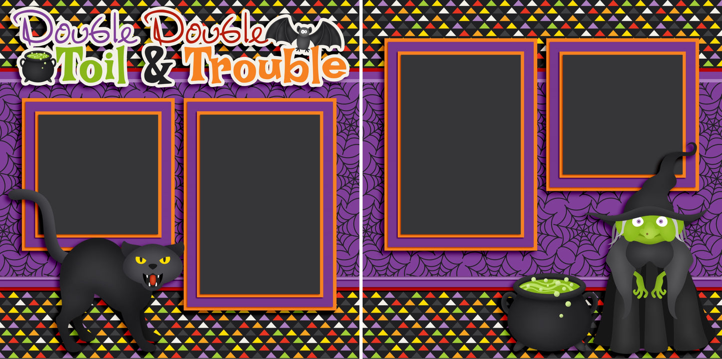 Toil & Trouble - Set of 5 Double Page Scrapbook Layouts - 1246