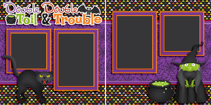 Toil & Trouble - Set of 5 Double Page Scrapbook Layouts - 1246