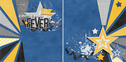 Baseball Fever NPM - Set of 5 Double Page Scrapbook Layouts - 1295