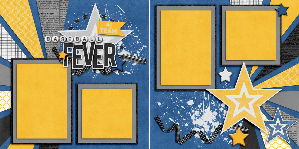 Baseball Fever - Set of 5 Double Page Scrapbook Layouts - 1294