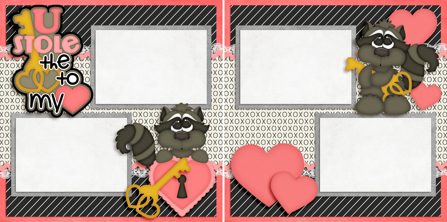Valentine Candy - Set of 5 Double Page Scrapbook Layouts - 1233