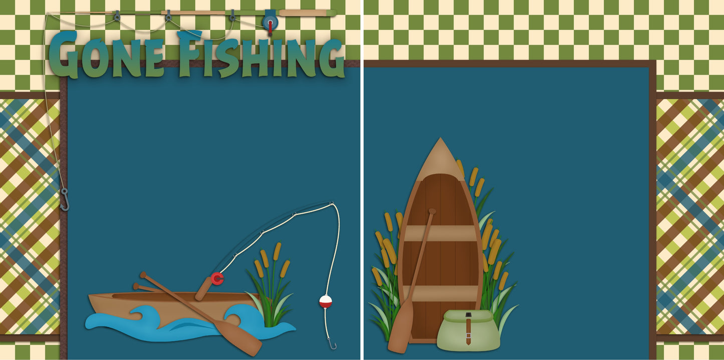 Fishing Trip NPM - Set of 5 Double Page Scrapbook Layouts - 1202