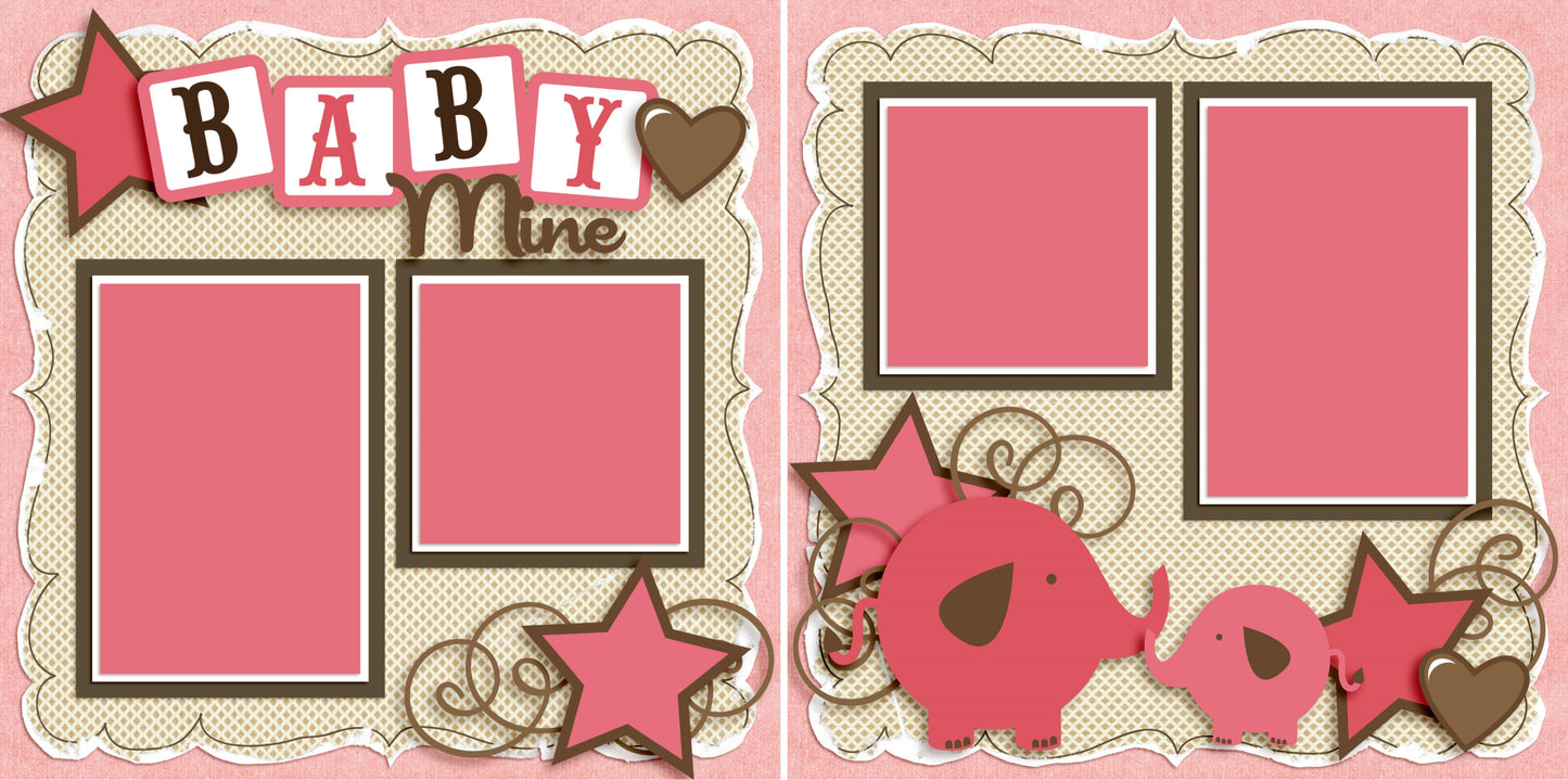 Baby Mine Girl - Set of 5 Double Page Layouts - 1355