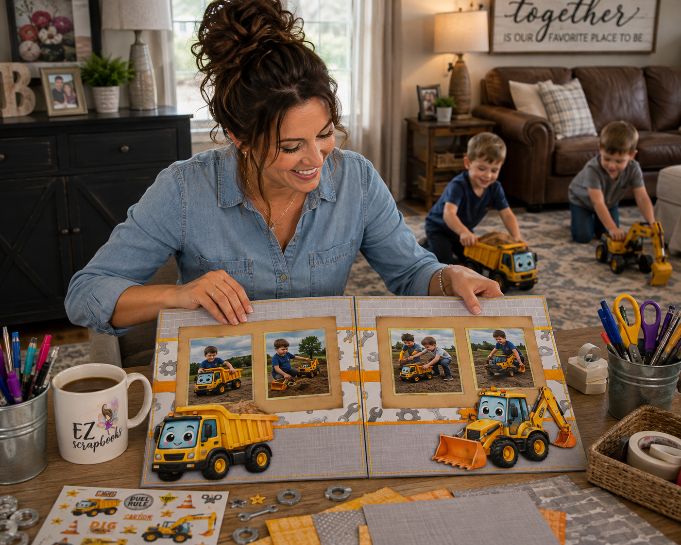 Construction Kid Dump Truck - Scrapbook Layout - 26-268