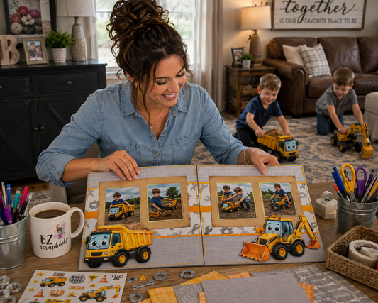 Construction Kid Dump Truck - Scrapbook Layout - 26-268