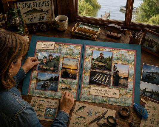 Lake Girl Fish NPM - Scrapbook Layout - 26-202