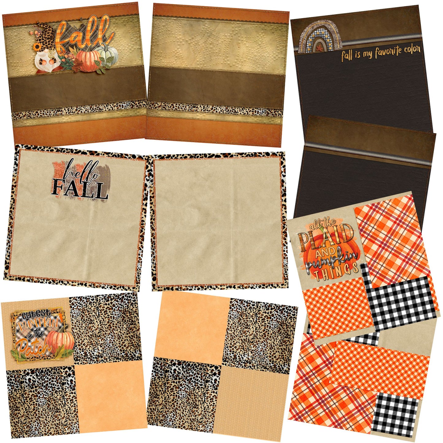 Cheetah Fall NPM - Set of 5 Double Page Layouts - 1525