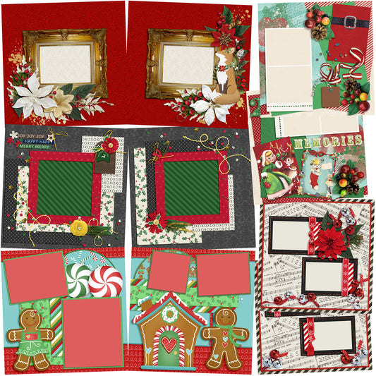 Christmas Glitter - Set of 5 Double Page Layouts - 1411