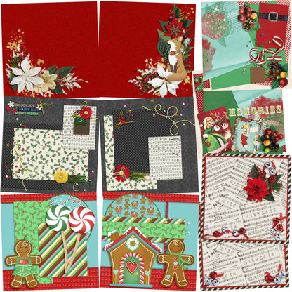 Christmas Glitter NPM - Set of 5 Double Page Layouts - 1412