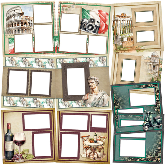 Ciao Roma EZ Quick Pages -  Digital Bundle - 10 Digital Scrapbook Pages - INSTANT DOWNLOAD