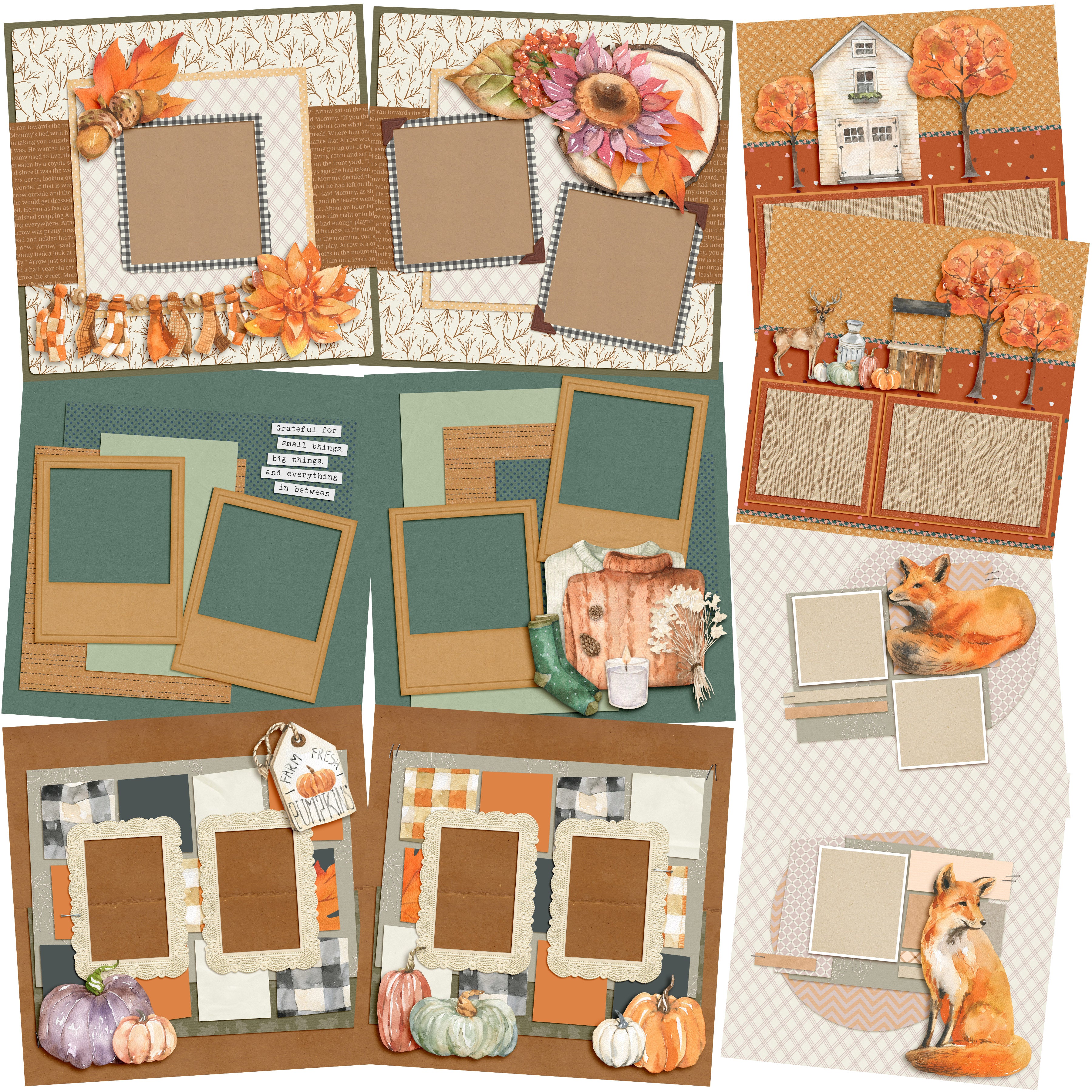 Cozy Photo Layout Example Cozy Autumn - Set of 5 Double Page Layouts - 1618 – EZscrapbooks