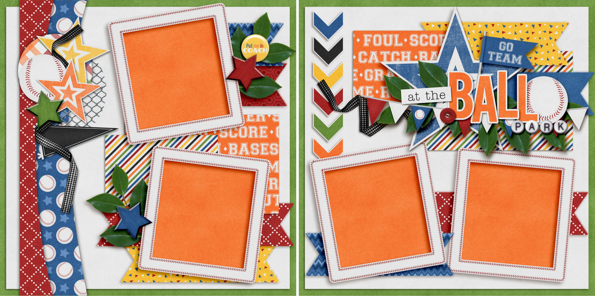 Baseball Fever - Set of 5 Double Page Scrapbook Layouts - 1294
