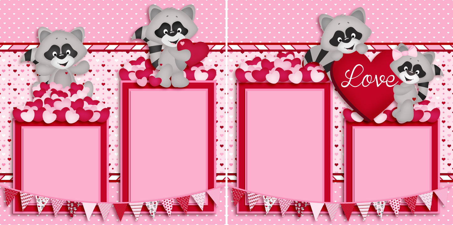 Valentine Candy - Set of 5 Double Page Scrapbook Layouts - 1233