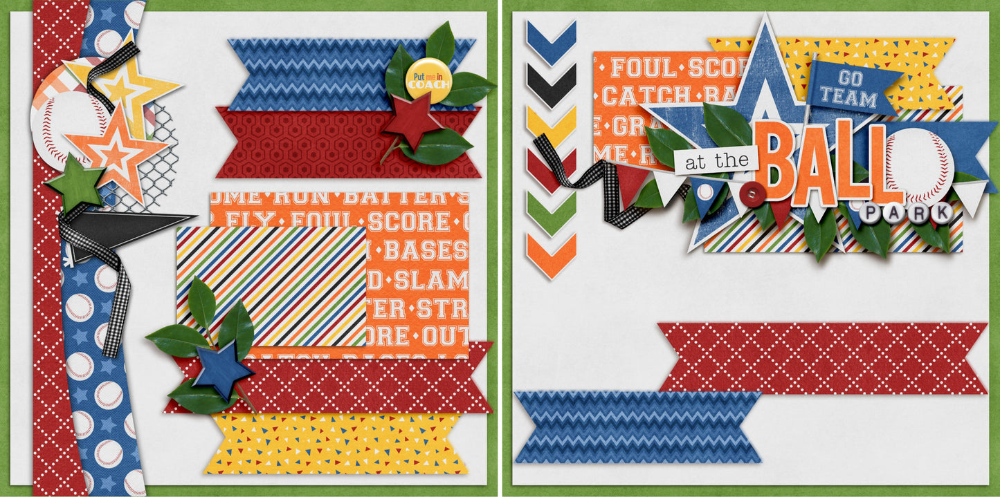 Baseball Fever NPM - Set of 5 Double Page Scrapbook Layouts - 1295