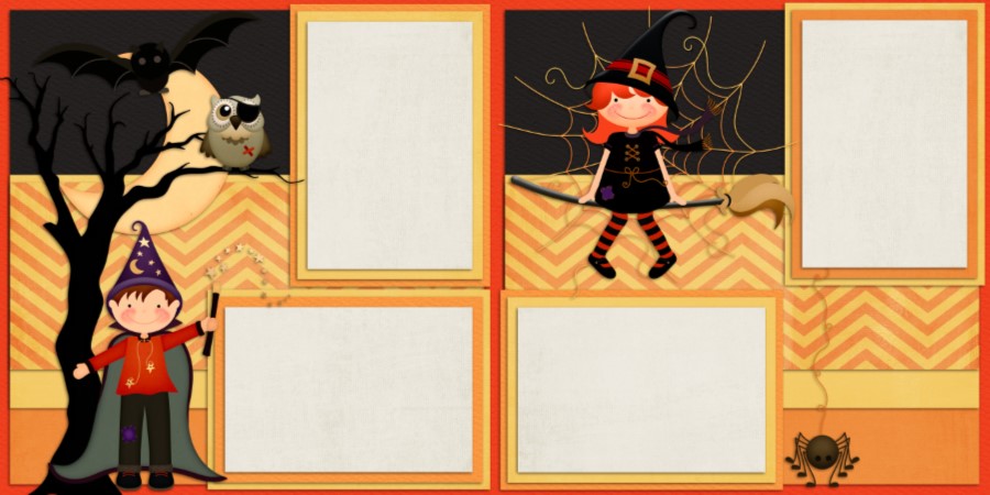 Trick or Treat - Set of 5 Double Page Scrapbook Layouts - 1309