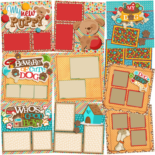 Dog Gone Cute - Set of 5 Double Page Layouts - 1371