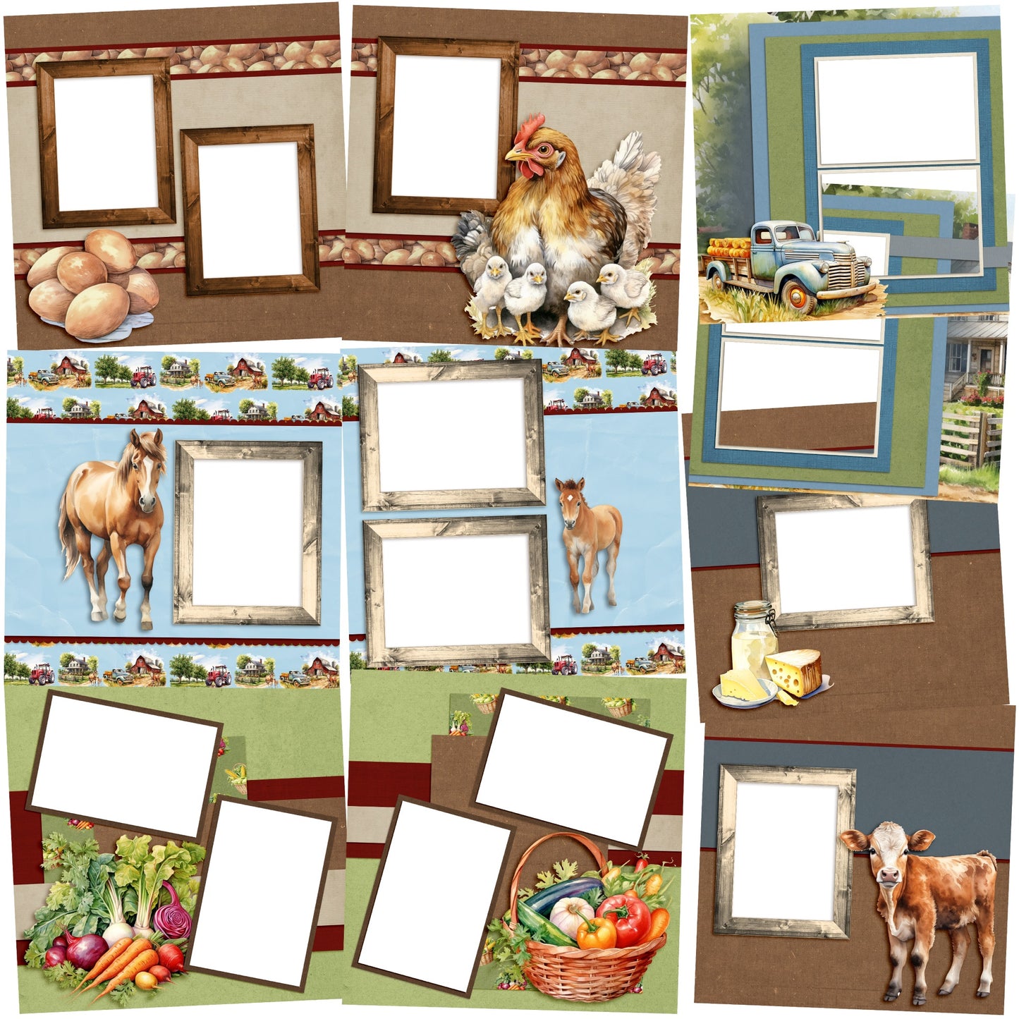 Down on the Farm EZ Quick Pages -  Digital Bundle - 10 Digital Scrapbook Pages - INSTANT DOWNLOAD