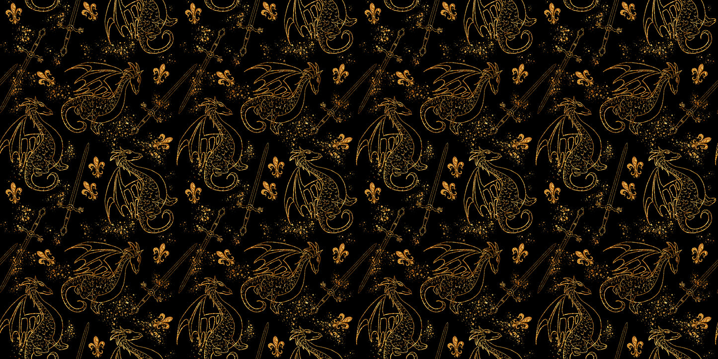 Teal Dragon Gold Sketch - Papers - 23-359