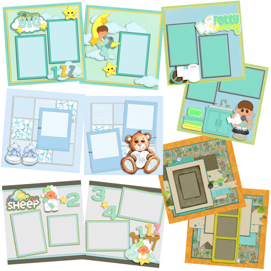 Dream Big Baby Boy - Set of 5 Double Page Layouts - 1459