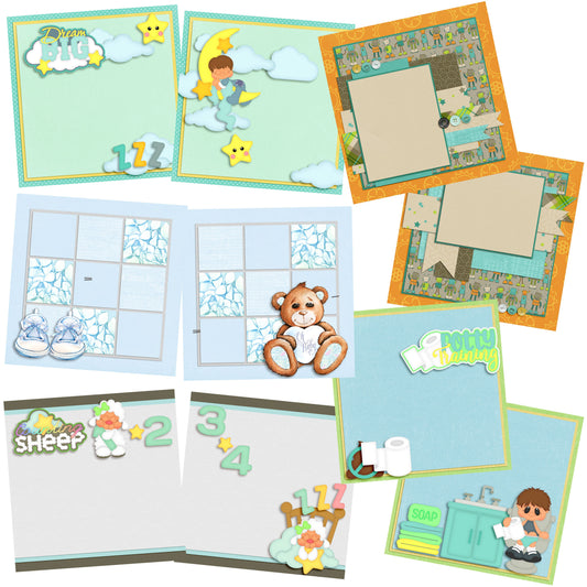 Dream Big Baby Boy NPM - Set of 5 Double Page Layouts - 1460