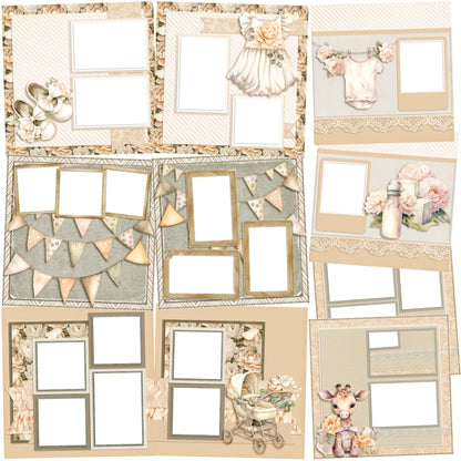 Baby Shower Girl EZ Quick Pages -  Digital Bundle - 10 Digital Scrapbook Pages - INSTANT DOWNLOAD