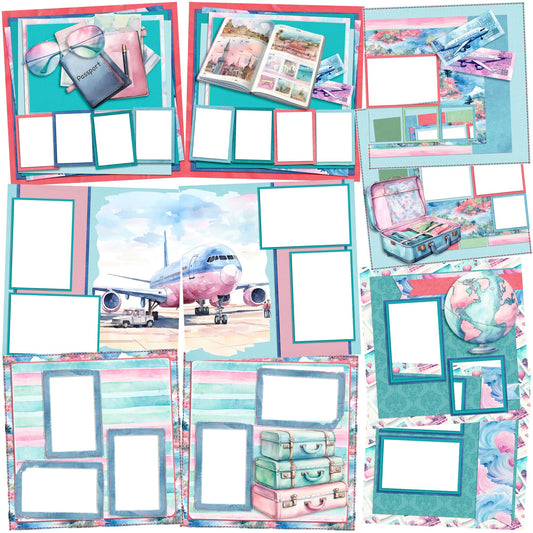 Pastel Travel EZ Quick Pages -  Digital Bundle - 10 Digital Scrapbook Pages - INSTANT DOWNLOAD