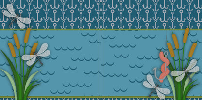 Fishing Trip NPM - Set of 5 Double Page Scrapbook Layouts - 1202
