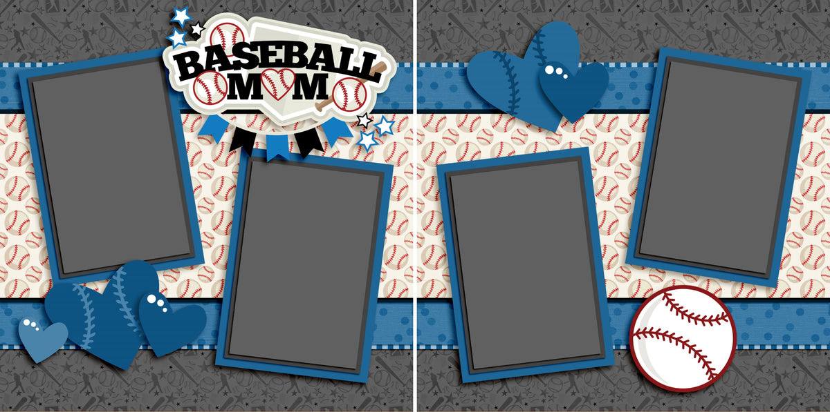 Baseball Fever - Set of 5 Double Page Scrapbook Layouts - 1294